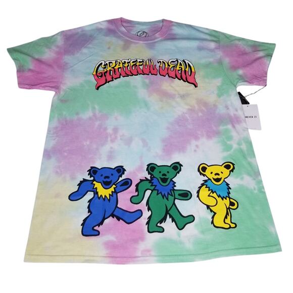 Grateful Dead x Forever 21 Size S/M Womens Dancing Bears T Shirt Tie-Dye Tee New - Picture 1 of 8